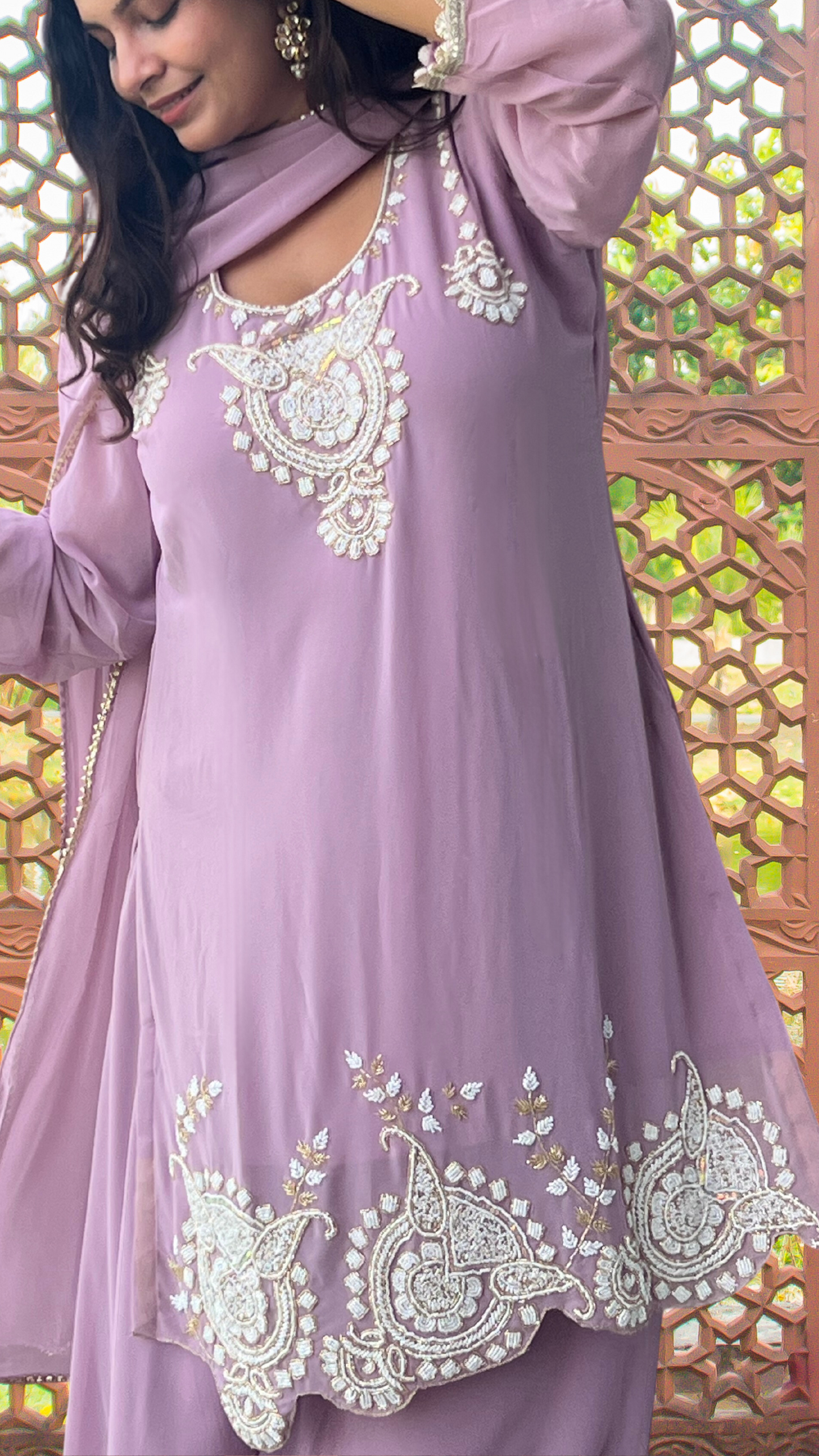 Blush Lilac Pearl Sharara Set