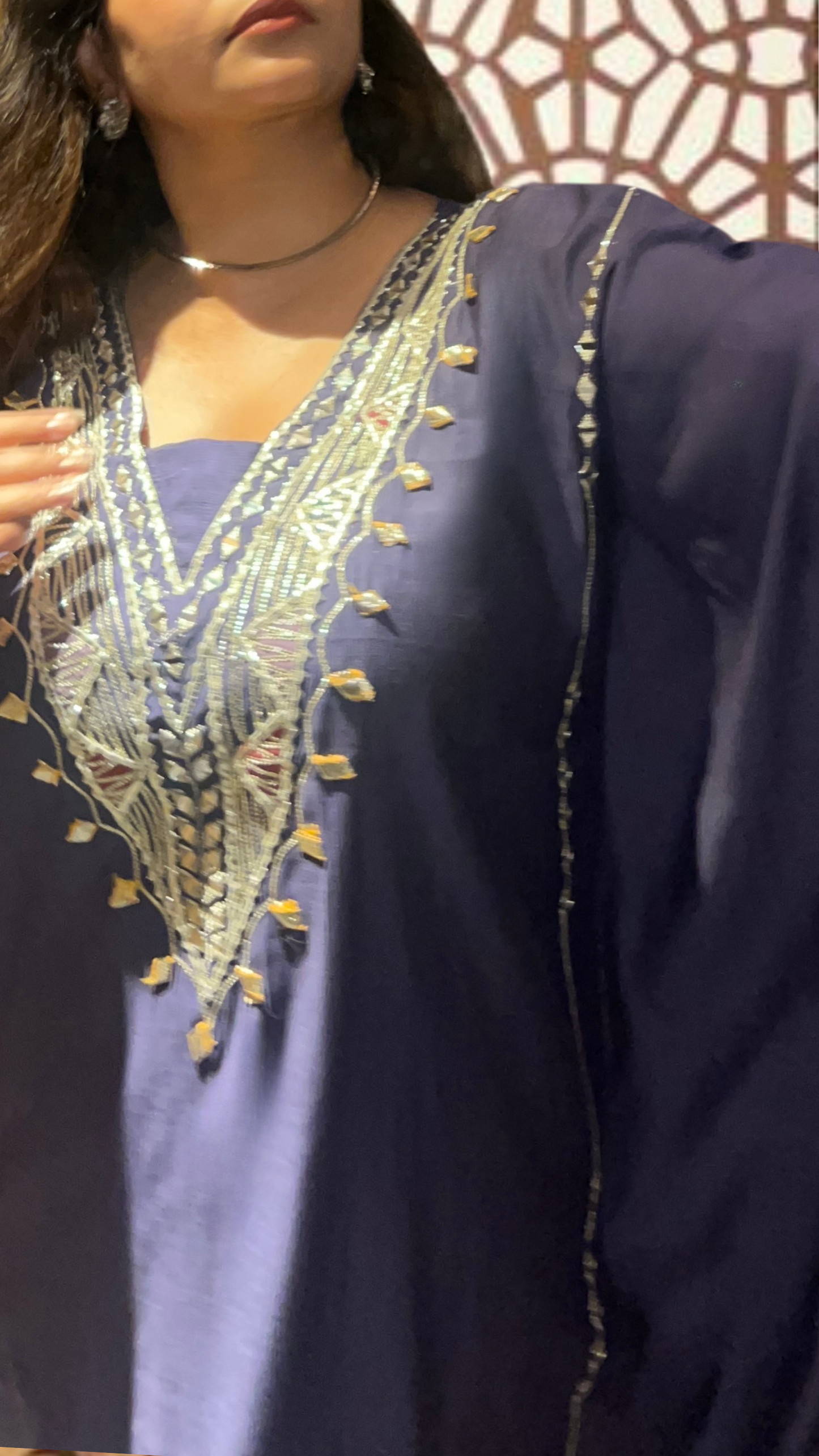 Haze Purple Silver Gota Patti Kaftan Set