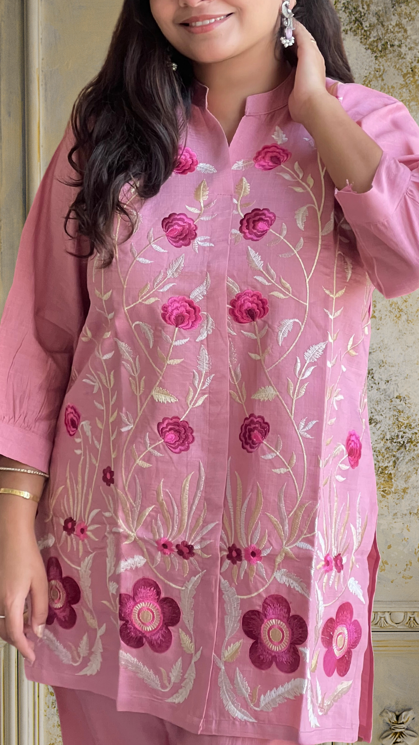 Rosy Gul Soft Peony Embroidered Co-ord Set