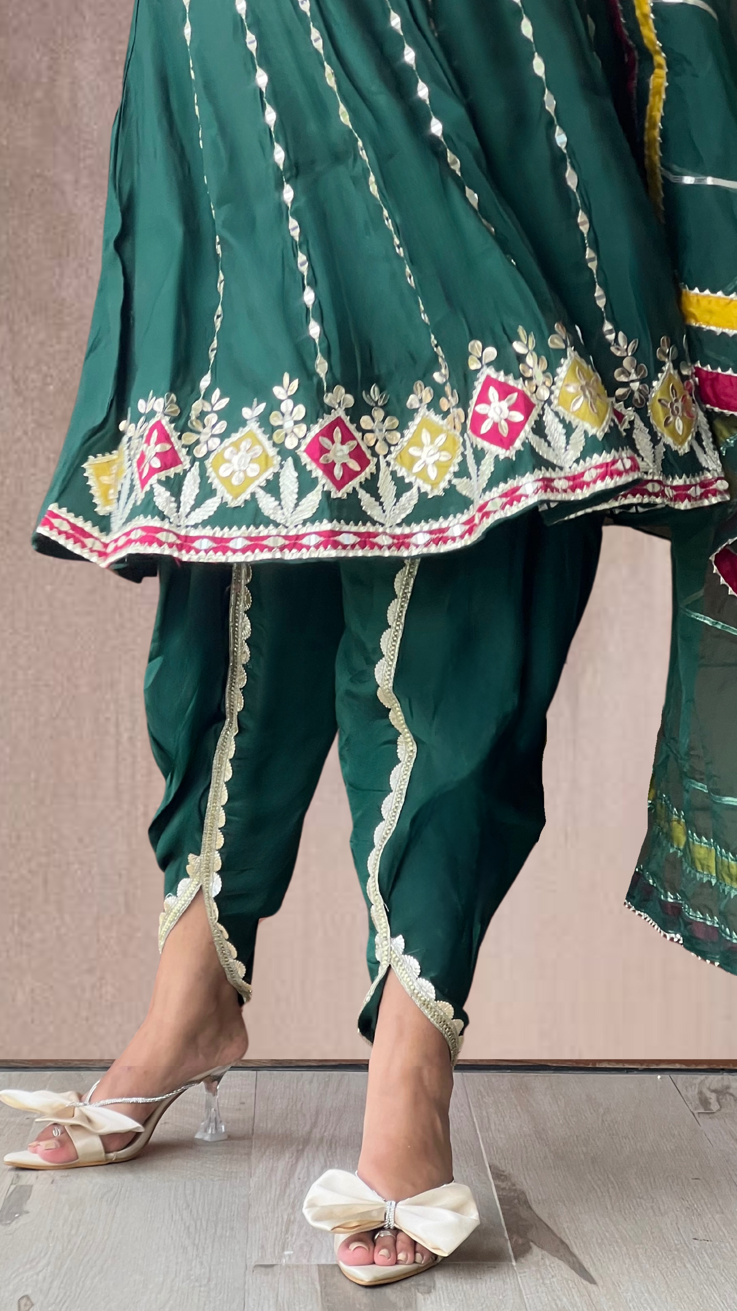 Deep Teal Silk Tulip Dhoti Pant Suit Set