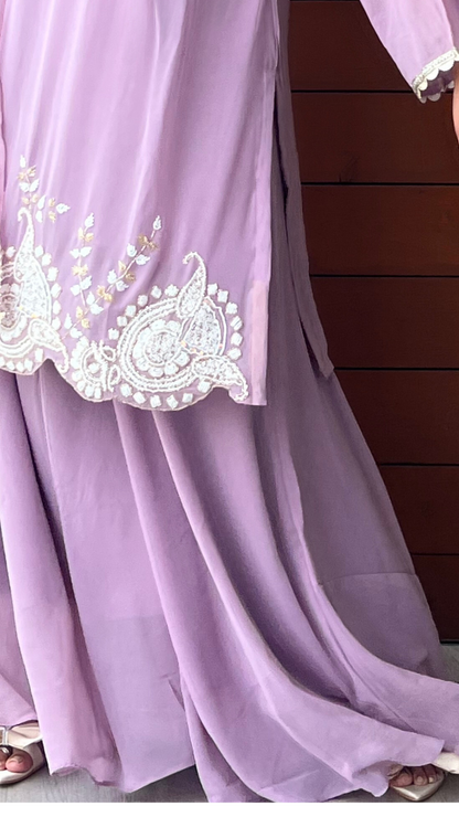 Blush Lilac Pearl Sharara Set
