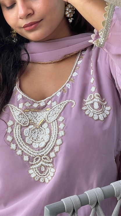 Blush Lilac Pearl Sharara Set