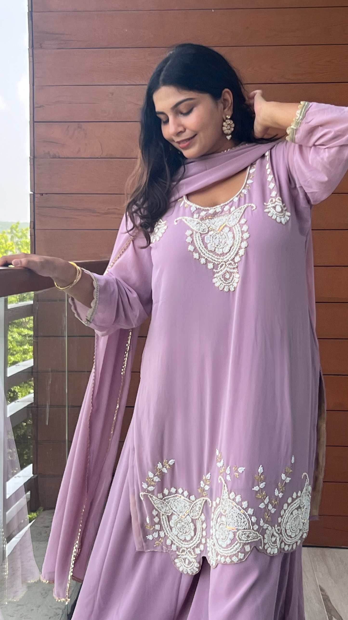 Blush Lilac Pearl Sharara Set